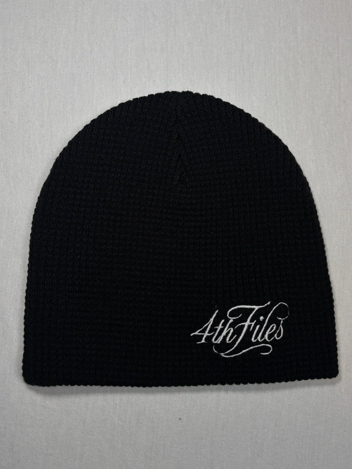 Black Waffle Knit Beanie