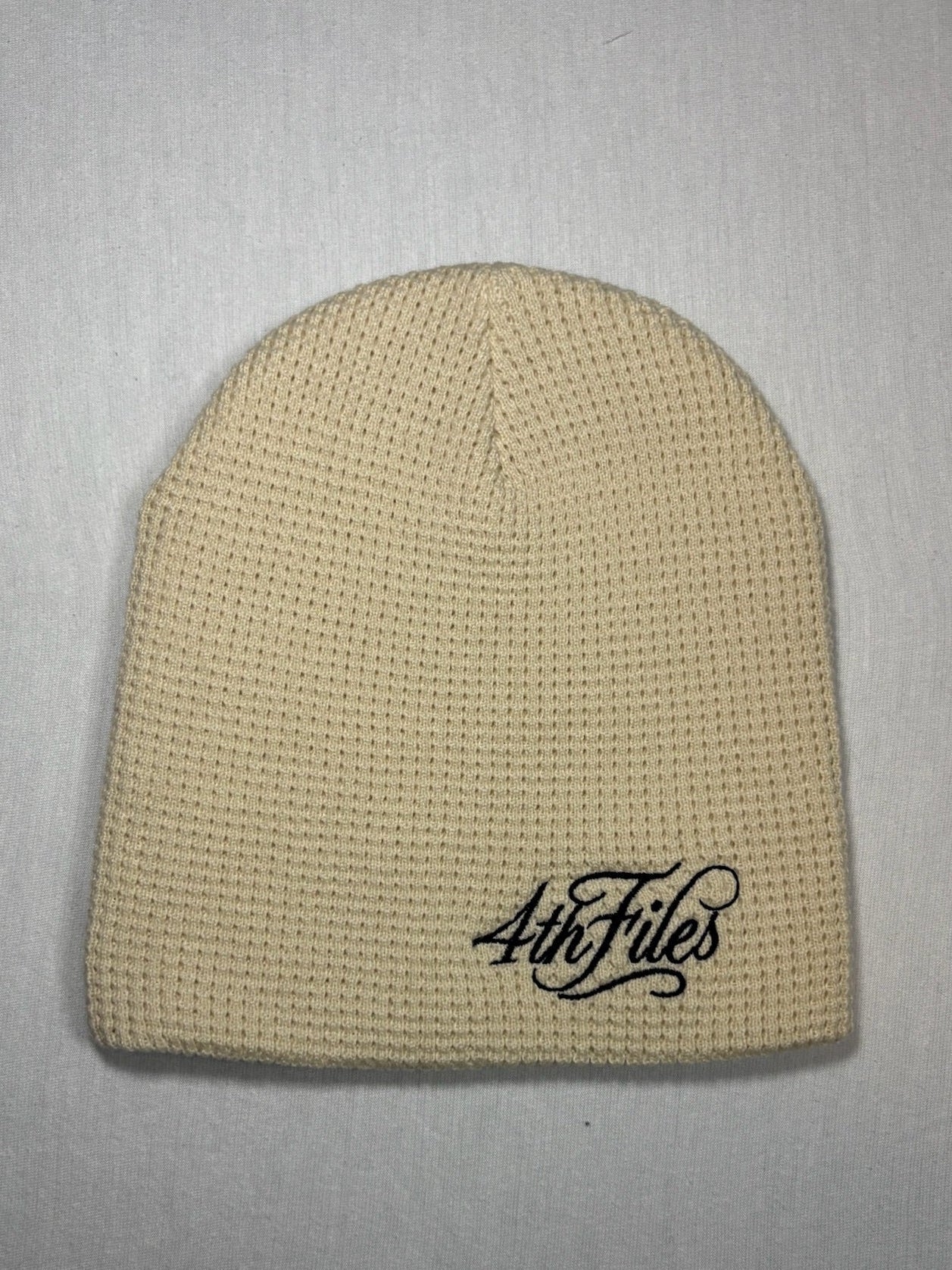 Ivory waffle knit beanie